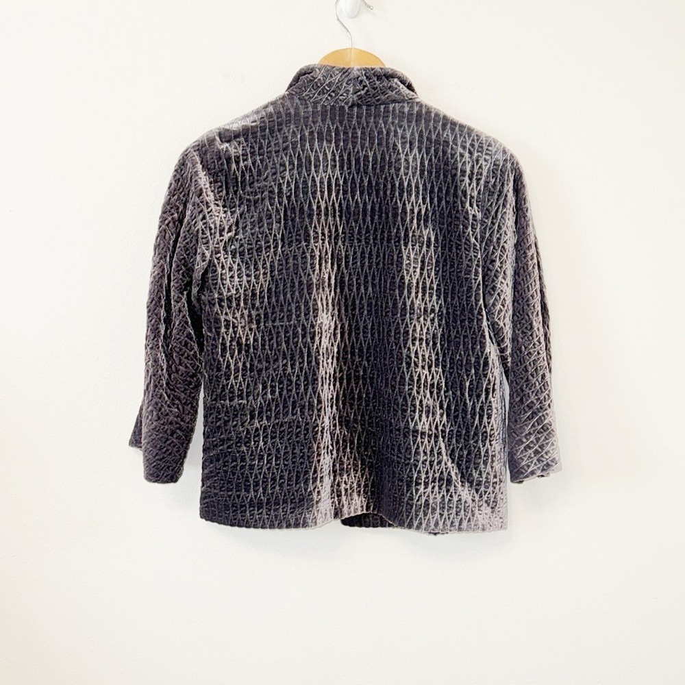 EILEEN FISHER Velvet Quilted Lattice Jacket Silk Blend Like New! Size XS - Picture 4 of 8